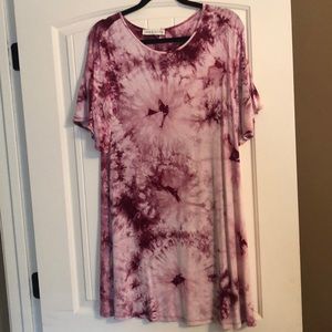 Magenta tie-dye T-shirt dress